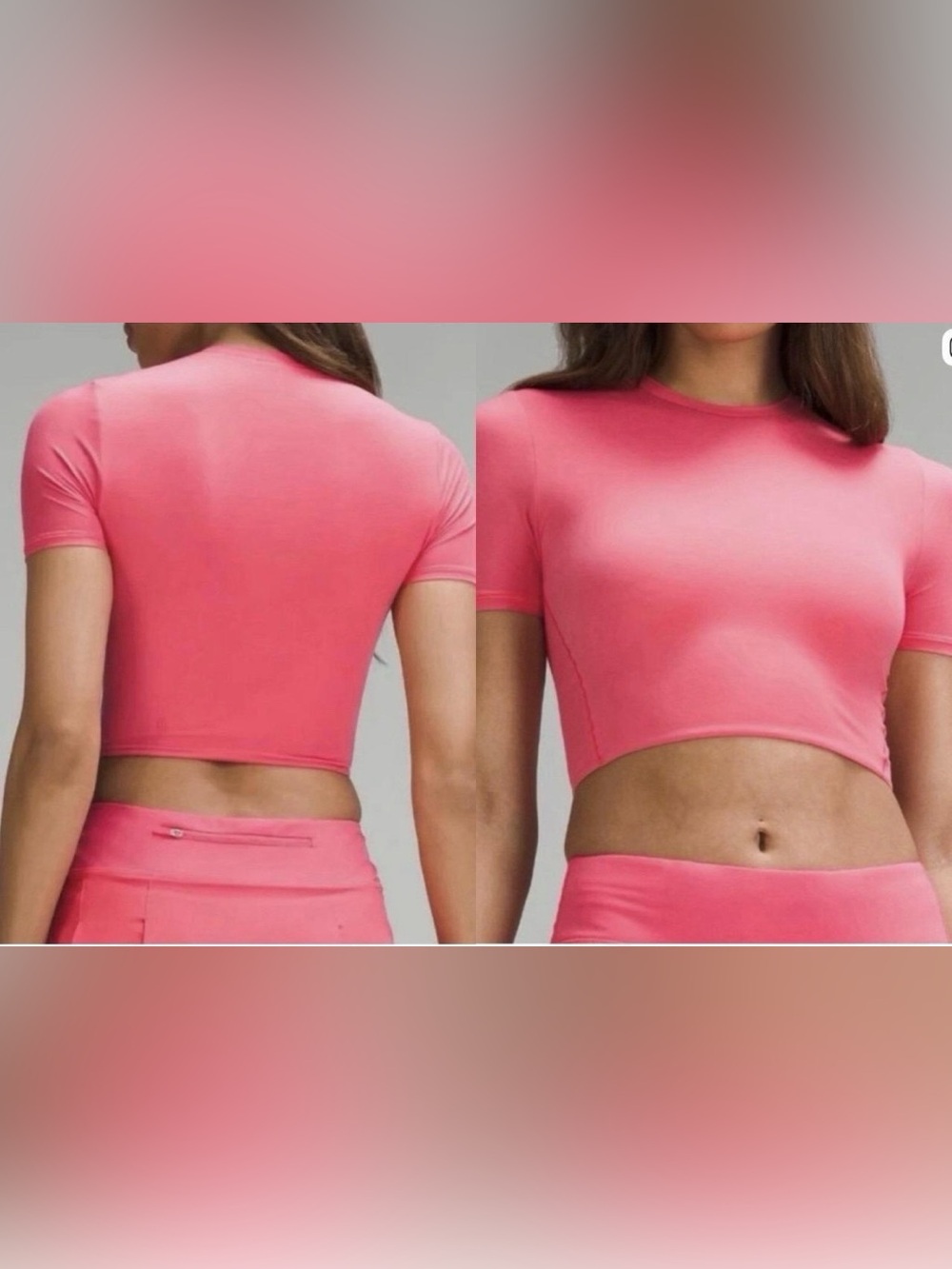 Lululemon Wundermost Ultra-Soft Nulu Crewneck Cropped T-Shirt Glaze Pink XS